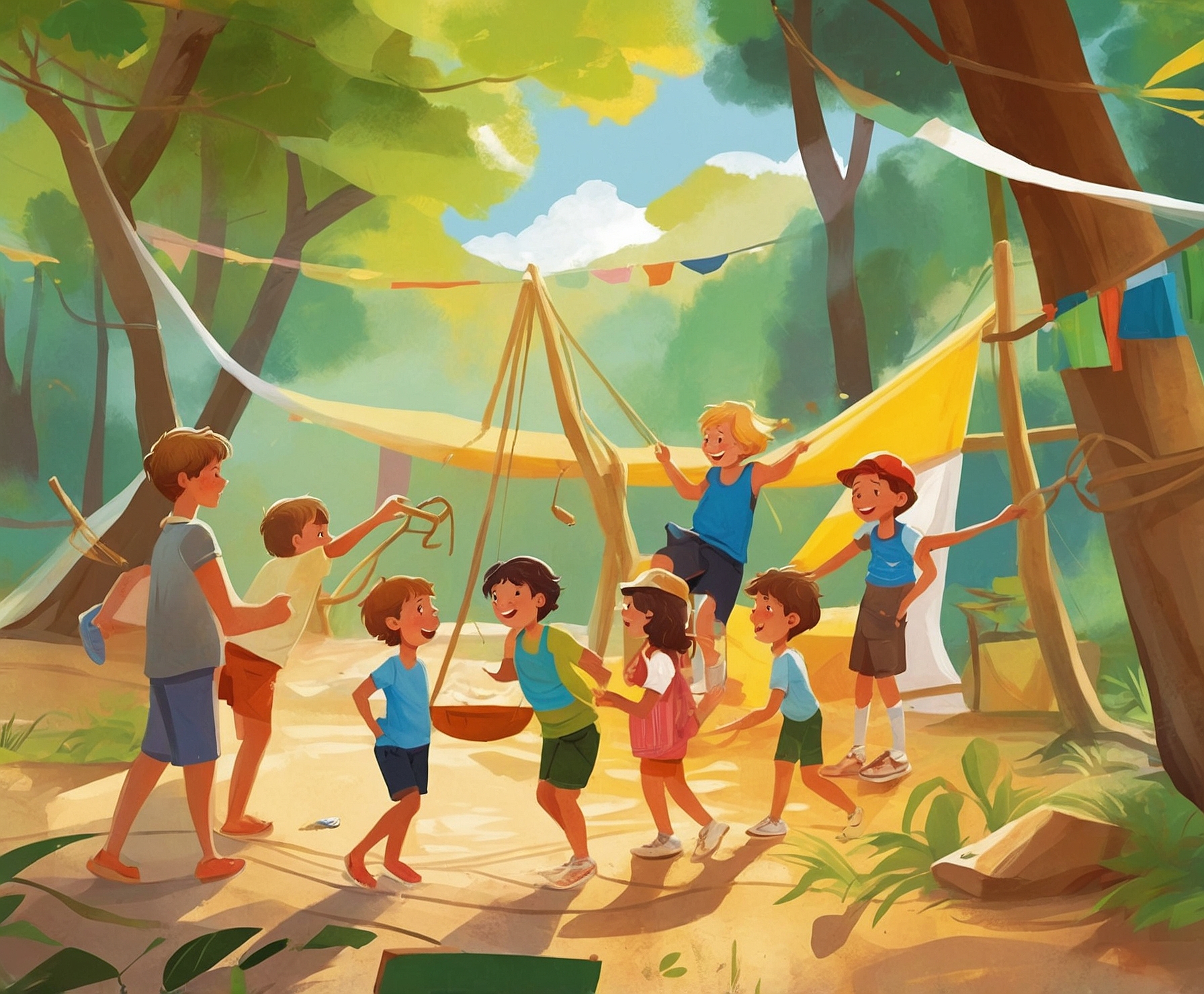 Campamento mágico para niños en verano.